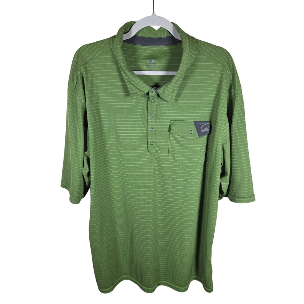Zoic Mens Green Striped Mountain Bike Polo Shirt Snap Placket MTB Jersey 2X